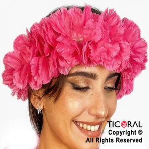 VINCHA TIARA HAWAIANA GRANDE ROSA x 1